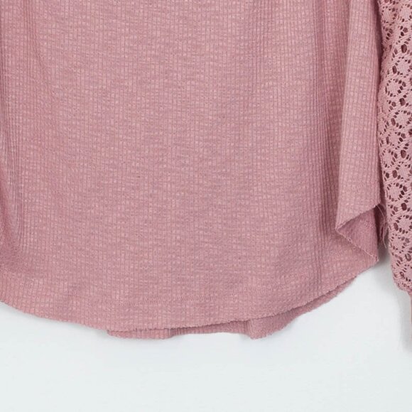 Free People Sweetest Thing Thermal Lace Long Sleeve Top Womens Size Medium - Picture 6 of 15